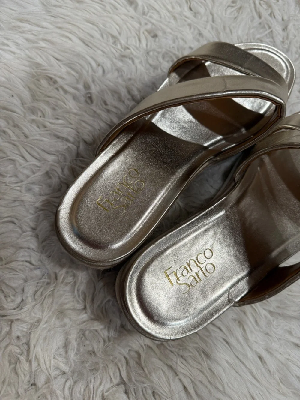 Franco Sarto Gold‎ Titan Platform Espadrille Sandals Jute Wrap Women's Size 10M